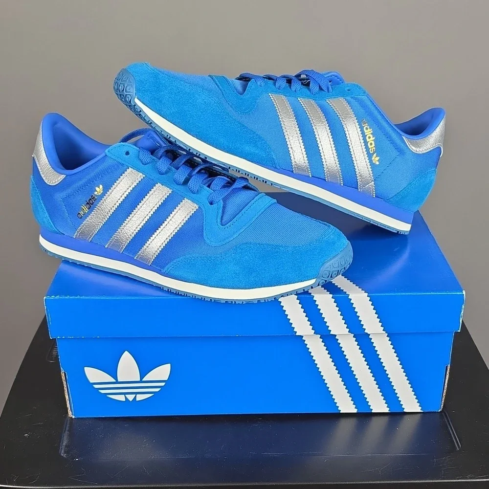 Adidas Galaxy OG Blue Silver Metallic Mens Sneakers JR6169 Low Top Shoes